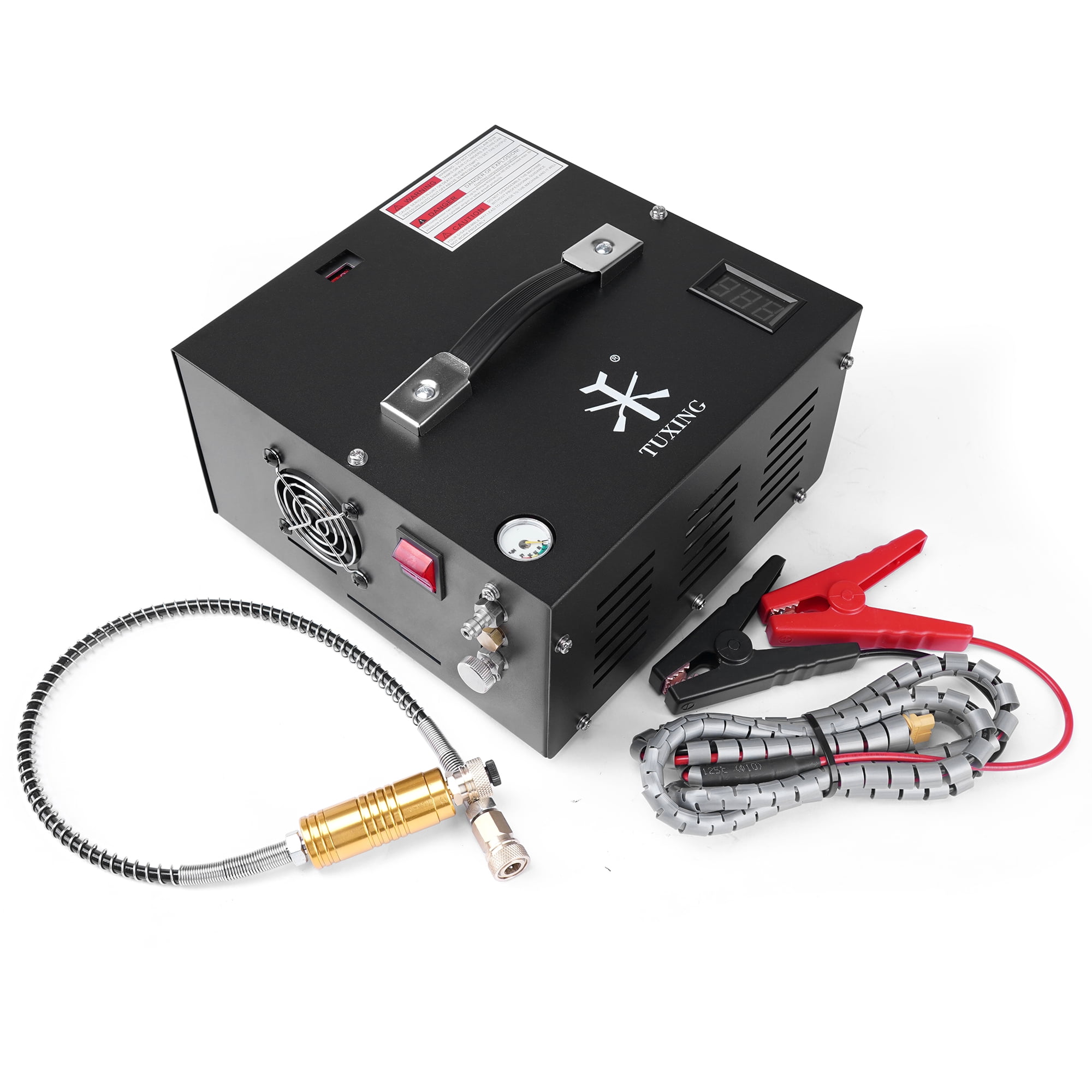 TUXING 4500Psi PCP Air Compressor w/ Built-in Transformer, One-Button Start for PCP Rifles, Paintball Guns, Diving Tanks