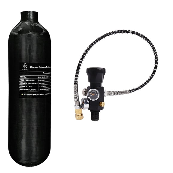 TUXING 4500Psi Pcp Air Tank 1.1L 67Cu in 700cc Carbon Fiber HPA Tank with Pcp Filling Station Dual Gauge,Gas Cylinder,Paintball Hunting for PCP Air Rifle Gun Daystate and FX Thread M18 * 1.5