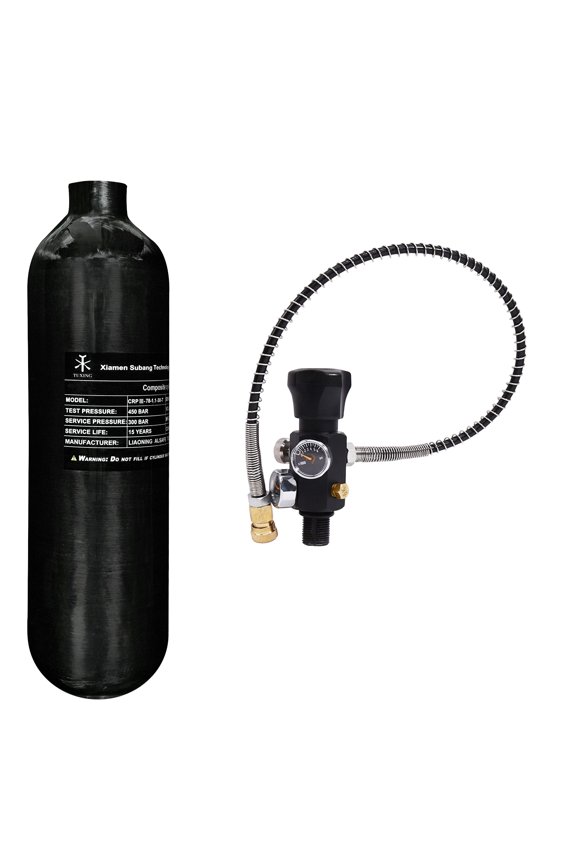 4500Psi Pcp Air Tank 1.1L 67Cu in 700cc Carbon Fiber HPA Tank with Pcp Filling Station Dual Gauge,Gas Cylinder,Paintball Hunting for PCP Air Rifle Gun Daystate and FX Thread M18 * 1.5