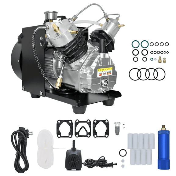 TUXING Pcp Compressor,4500Psi/300Bar/30Mpa,High Pressure Compressor with Double-Cylinder Mini Portable Air Compressor for Scuba Tank Pcp Air Rifle Paintball Gun Inflation