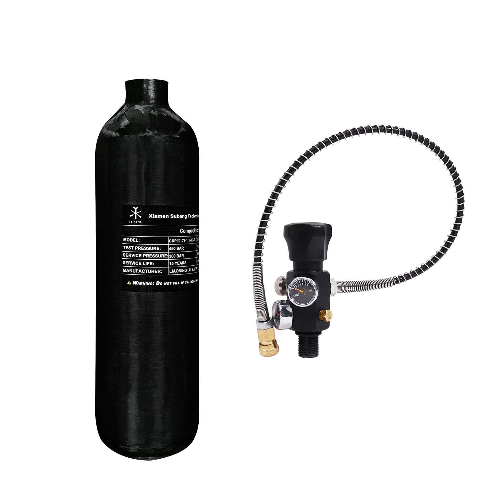 TUXING 3L Koolstofvezel Scuba Tank 4500Psi Hoge Druk Samengestelde Cilinder, Diepe Duikentank, Pcp Luchtcilinder voor Pcp Luchtgeweren Paintball Snorkelen Watersporten (M18*1.5