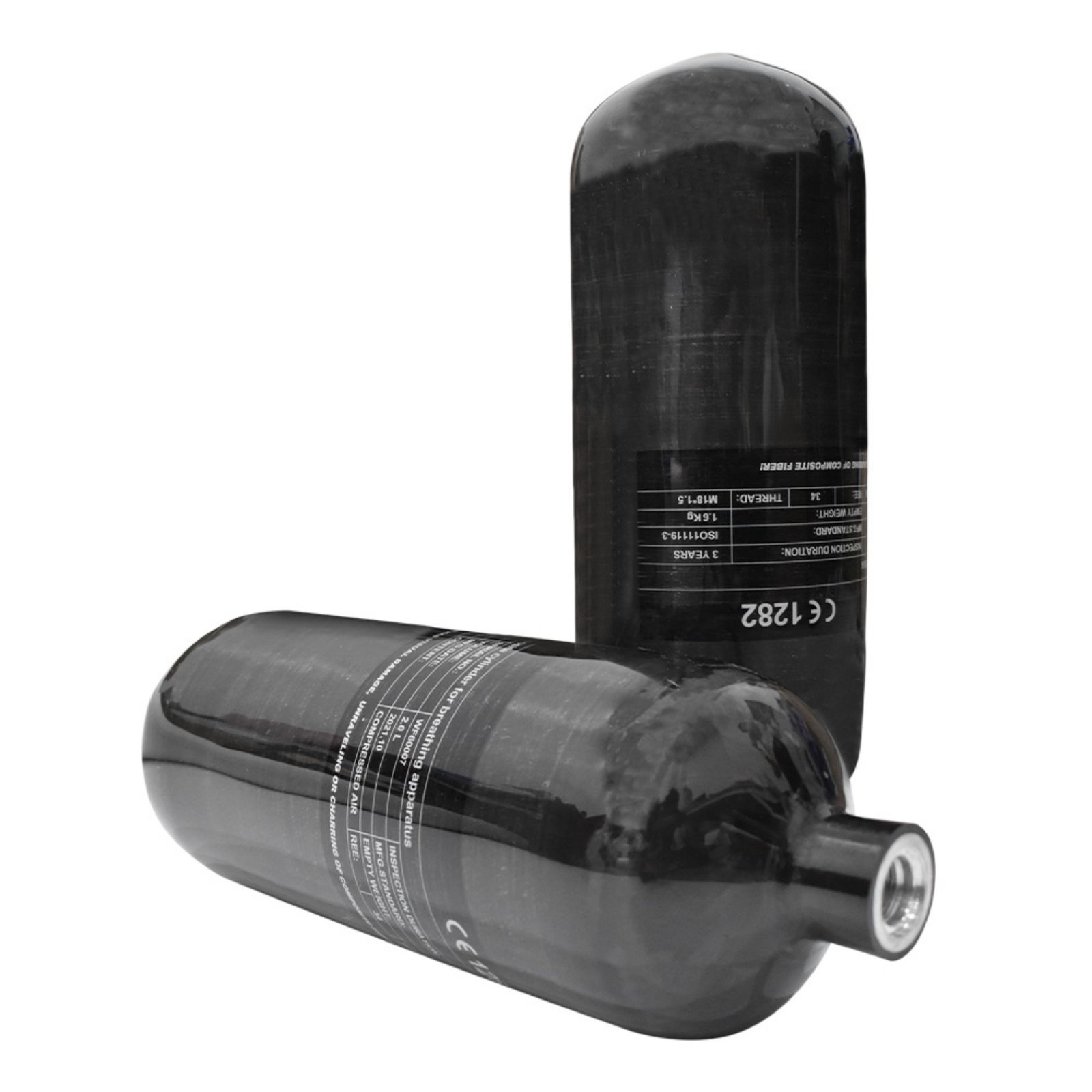 Réservoir HPA Fibre De Carbone 2L - 4500Psi / 300Bar - Pour Carabine PCP Et Plongée - Résistant Et Léger