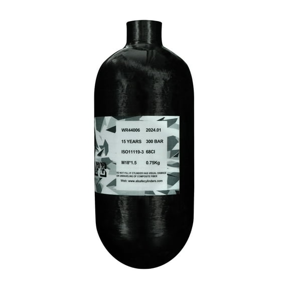 TUXING Carbon Fiber HPA Tank - 68Ci/4500Psi LITE, Gas Cylinder, Paintball Hunting for PCP Air Rifle Gun Daystate and FX Thread M18 * 1.5