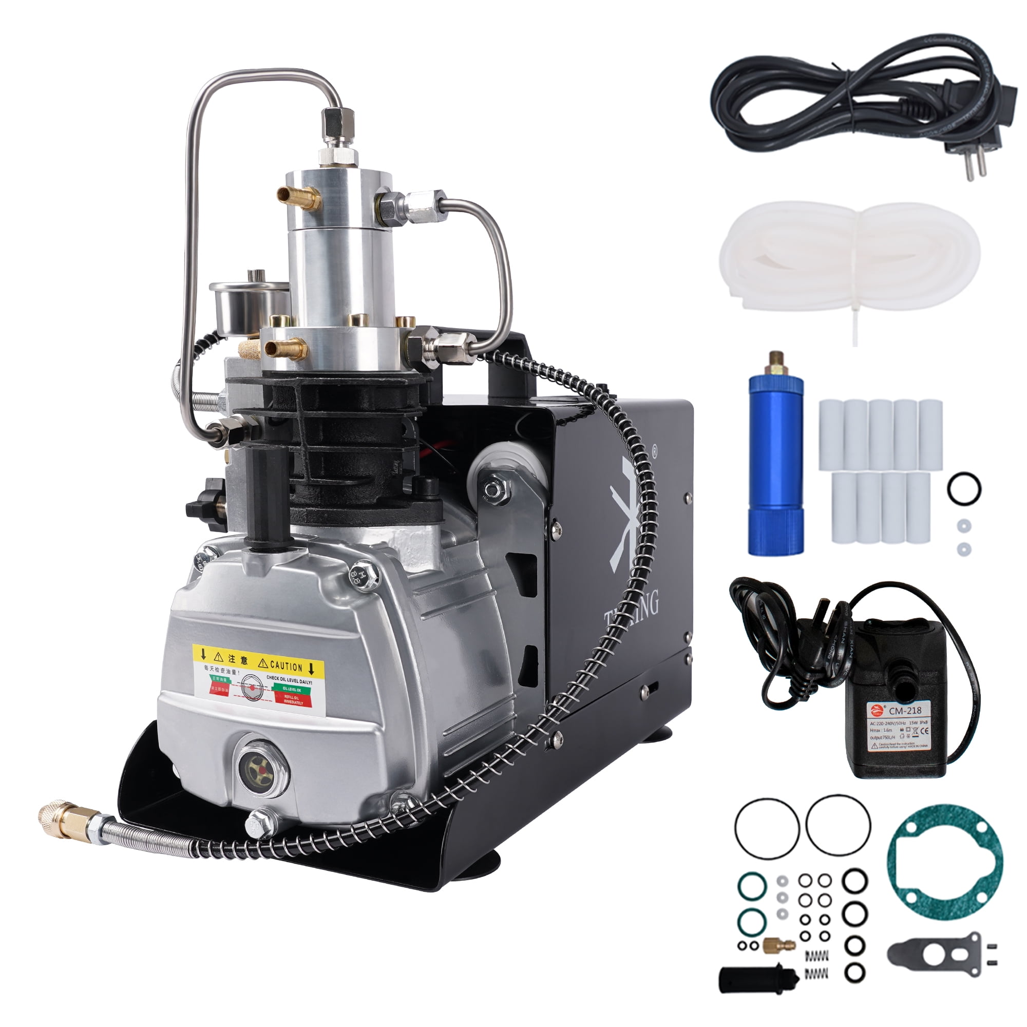 TUXING 4500Psi Pcp Compressor,Adjustable Auto Stop Version,Pcp Air Compressor,High Pressure Pump,Water Cooling Scuba Pump for Pcp Air Rifle, Scuba Tank Charging110V