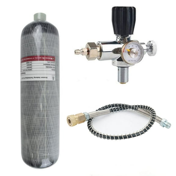 TUXING Universal 3L 4500psi Carbon Fiber Air TankEmpty Bottle& Paintball Fill Station with Valve Regulator Gauge for PCP Game