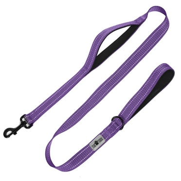 TUXTOOX Dog Leash, 6 FT Leashes for Small to Large Dogs, Double Handle Dog Leash, Reflective Walking Training Lead, Purple