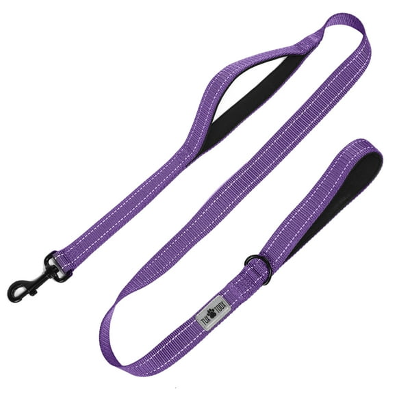 TUXTOOX Dog Leash, 6 FT Leashes for Small to Large Dogs, Double Handle Dog Leash, Reflective Walking Training Lead, Purple