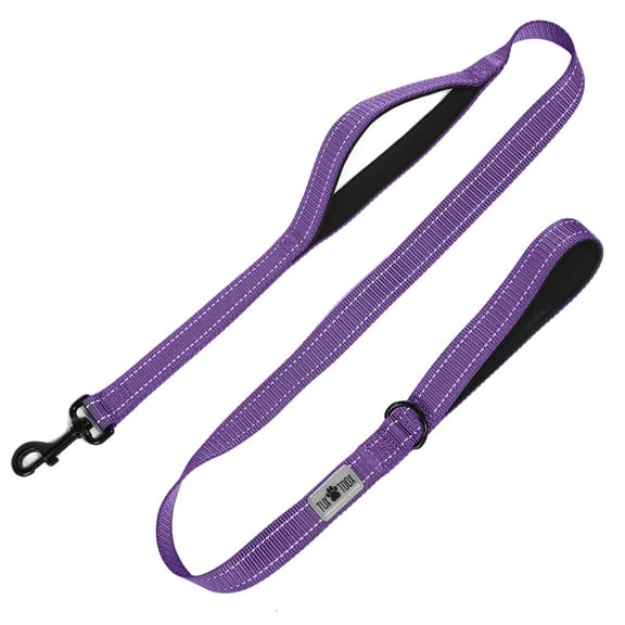 TUXTOOX Dog Leash, 6 FT Leashes for Small to Large Dogs, Double Handle Dog Leash, Reflective Walking Training Lead, Purple