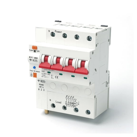 TUYA 4P Three Phase Smart Energy Meter Kwh Metering Monitoring Circuit Breaker Timer Relay With Leakage Protection 63A ,User-Friendly