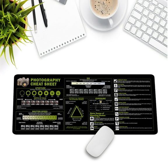 TUYCORPUS Photography Cheat Sheet Mousepad Basic Camera Settings Reference Mat for Beginners & Students, for Photography Lovers & New Photographers NNA
