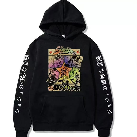 TUYKMDXAZE Unisex Kujo Jotaro Hoodie Jonathan Joseph Sweatshirt Pullover JoJo Long Sleeve Anime Hoodie