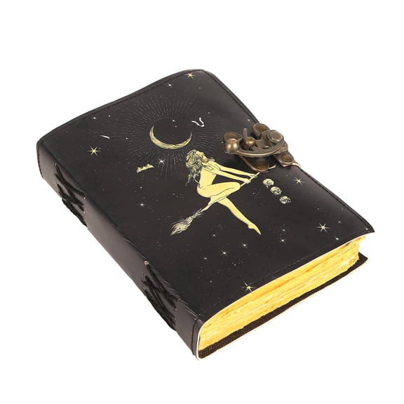 TUZECH Book of Spells Leather Bound Journal Celestial Sun & moon Deckle Edge Paper Grimoire Moon Phase Totem Talisman Printed Diary Spiral Gothic Notebook Antique Vintage Book for Men and Women (Sun