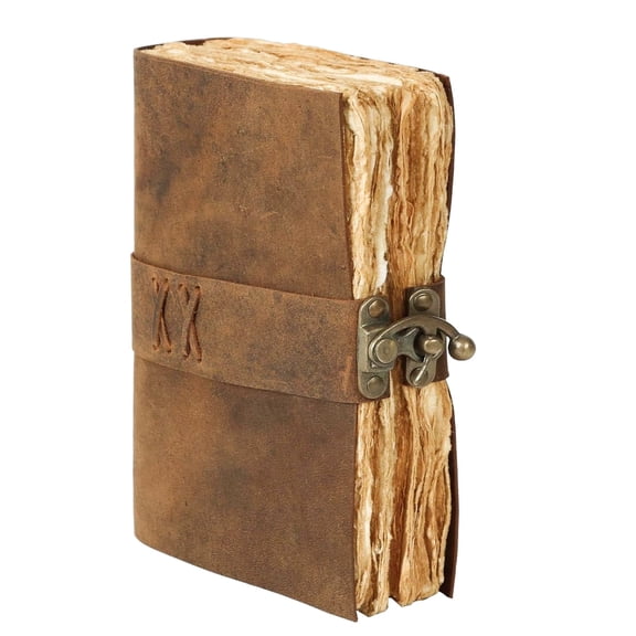 TUZECH Vintage Leather Journal Handmade Buffalo Leather Diary with 200 Deckle Edge Pages Unlined Writing Notebook for Men & Women Travel, Sketch & Gift Use (7 x 5 Inches, Brown)