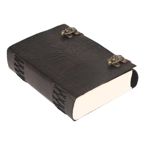 TUZECH 600 Pages Handmade Large Leather Journal Diary Embossed Tree of Life Book Of Shadows Notebook Writing Grimoire Sketchbook 7 x 10 Leather Bound (Black)