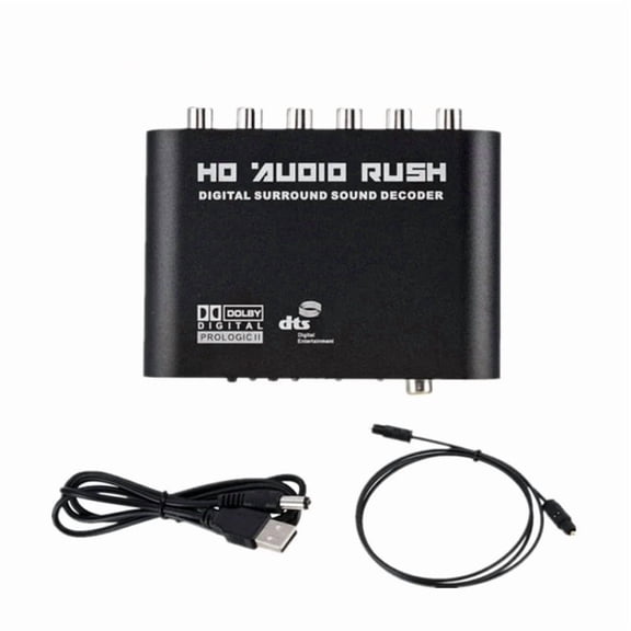 TV 5.1 Channel & Decoder with Optical/Coax SPDIF Inputs, Output, USB & Fiber Cable Included