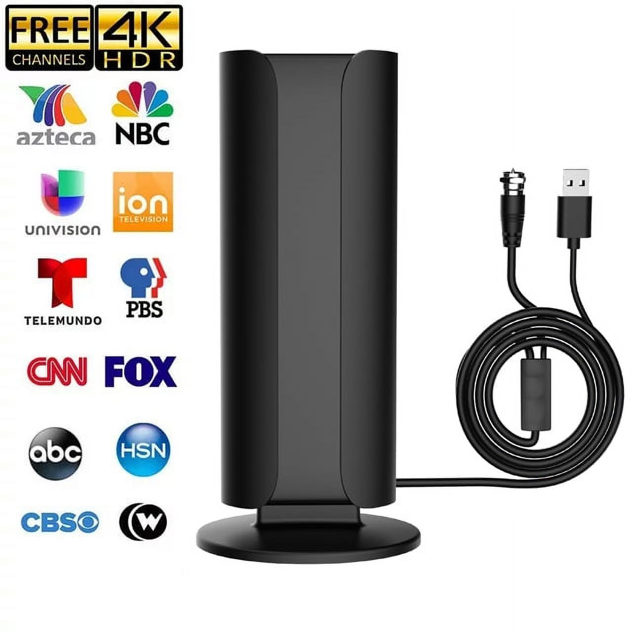 TV Antenna, 2023 Newest HDTV Antenna Support 4K 1080P, Upgraded Amplified Signal Booster HD Digital TV Antenna Long 150 Miles Range, UHF VHF Freeview HDTV Channels with 14.8ft Coax Cable - image 1 of 9