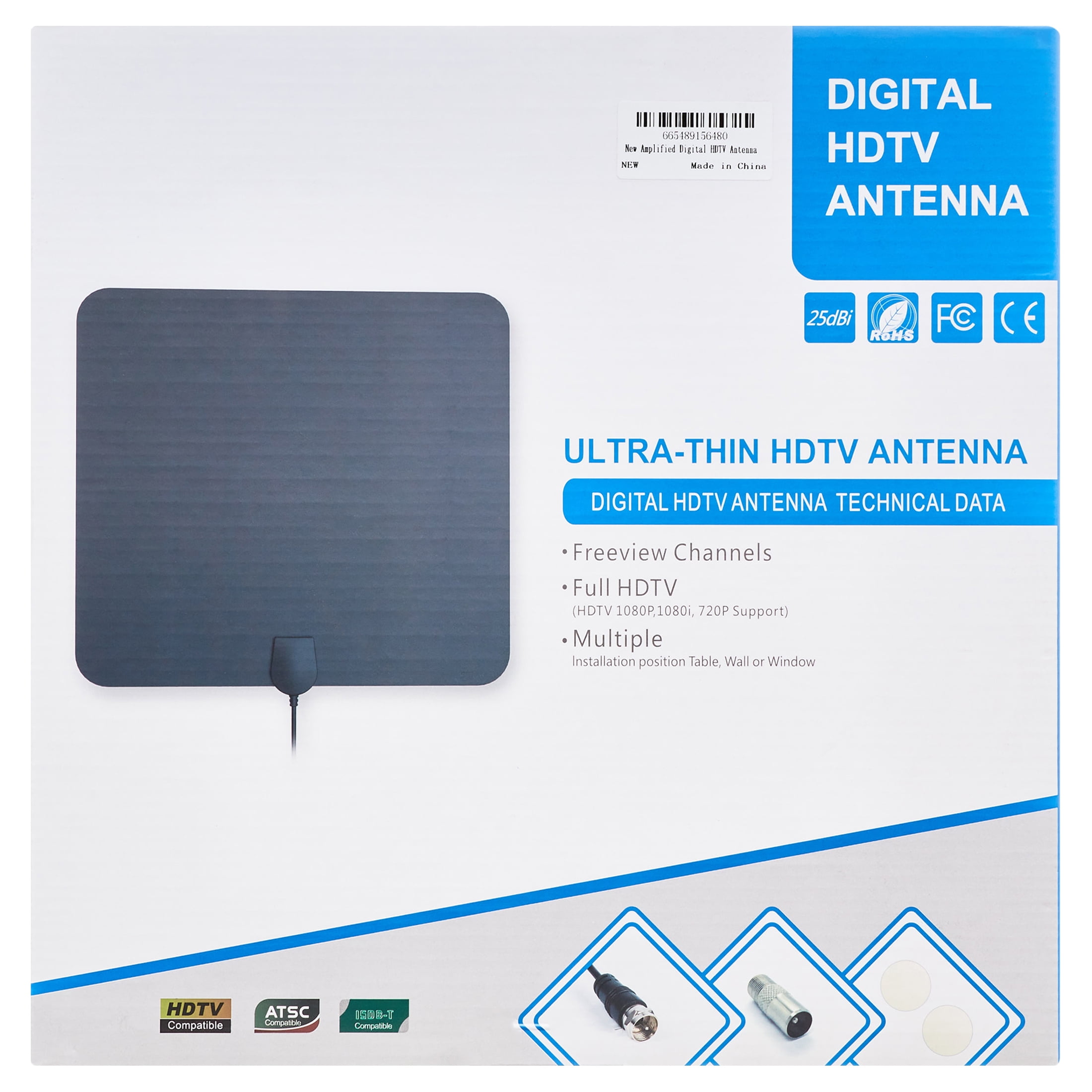onn. Indoor HDTV Antenna Amplifier with Signal Booster, VHF UHF 1080P 4K,  Black, 100008788 