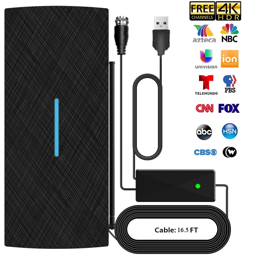 Camkey Digital TV Antenna  Supports HDTV, 4K, 1080P, 90+ Miles Range with Amplifier Signal Booster and16.5ft Coaxial Cable