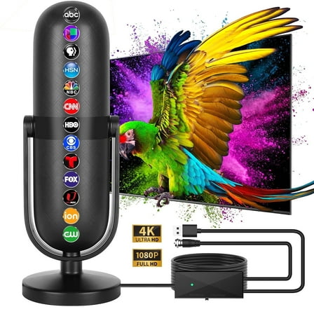 TV Antenna-2024 TV Antenna Indoor,Digital TV Antenna for Smart TV Indoor Support 4K 1080P HD TV Antenna for Local Channels,350+ Miles Long Range TV Antenna Signal Booster with 18 Ft HD Cable