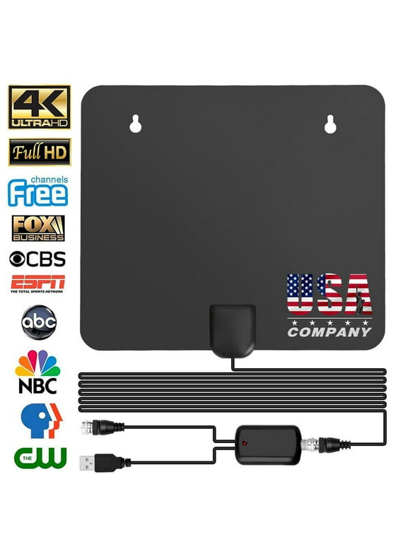 TV Antenna, 2024 Upgraded Indoor Digital Amplifying & Broadcasting HDTV Antenna Long 330 Miles Range, Support 4K 1080P FM VHF UHF, for Local Channels and All TVs, 16.4ft of Coax Cable