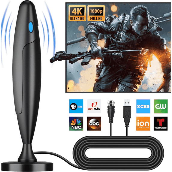 fatini TV Antenna Indoor,Antenna for Smart TV for Long Range Reception and All TVs ,HD Digital Antenna with Amplifier Signal Booster for Local Channels,with Strong Magnetic Base,Supports 4K 1080p