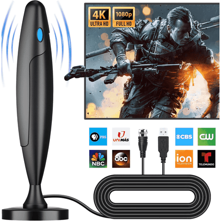 fatini TV Antenna Indoor,Antenna for Smart TV for Long Range Reception and All TVs ,HD Digital Antenna with Amplifier Signal Booster for Local Channels,with Strong Magnetic Base,Supports 4K 1080p