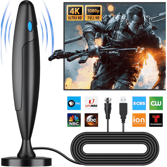 fatini TV Antenna Indoor,Antenna for Smart TV for Long Range Reception and All TVs ,HD Digital Antenna with Amplifier Signal Booster for Local Channels,with Strong Magnetic Base,Supports 4K 1080p