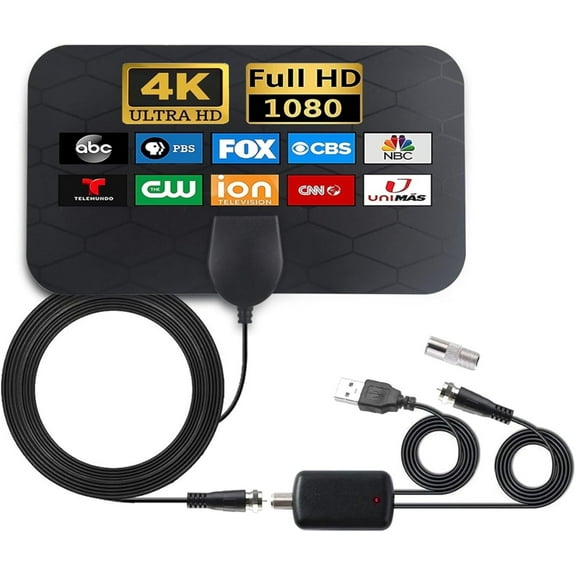 Goxpaier TV Antenna Indoor Long Range Reception for Smart TV, Amplifier Digital HD TV Antenna for Local Channels, Support Free Channels 4K 1080p VHF UHF All Television