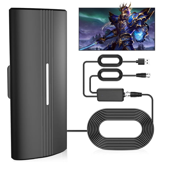 TV Antenna Indoor Outdoor  Digital HDTV Antennas for Smart TV, Amplified Long Range OTA Reception, 4K/1080P Indoor Antenna with 36ft Coaxial Cable & Signal Booster for Local Channels