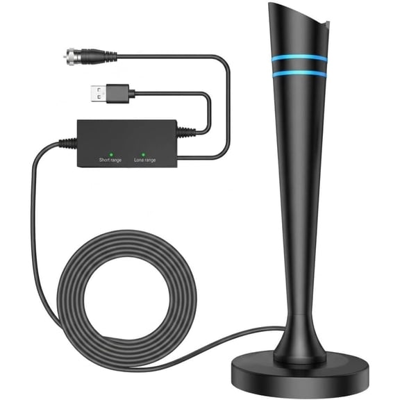 TV Antenna Indoor for smart TV, Digital Antenna for Smart TV with Local Channels, TV Antenna Long Range Reception with Amplifier Signal Booster, 360 Strong Reception, Supports 4K 1080p HD