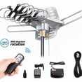 thumbnail image 1 of TV Antenna - Outdoor Digital HDTV Antenna 150 Mile Motorized 360 Degree Rotation, OTA Amplified HD TV Antenna for 2 TVs Support - UHF/VHF/1080P Channels Wireless Remote Control - 32.8ft Coax Cable, 1 of 10
