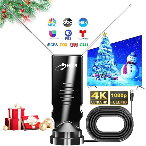 TV Antenna - Rabbit Ear Antenna, Local Channel TV Antenna, Ultra HD 4/1080, / Suitable for All Smart TVs, Easy Installation, No Monthly Fee!
