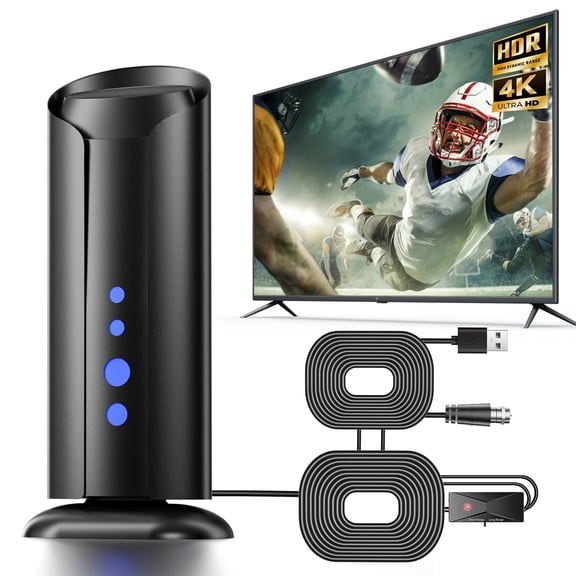 TV Antenna for Smart TV Indoor, Digital Antenna for Local Channels, Support 4k 1080p Long Range Reception with Amplifier Signal Booster for Smart/Old/HD TVs- Cable Length 33ft