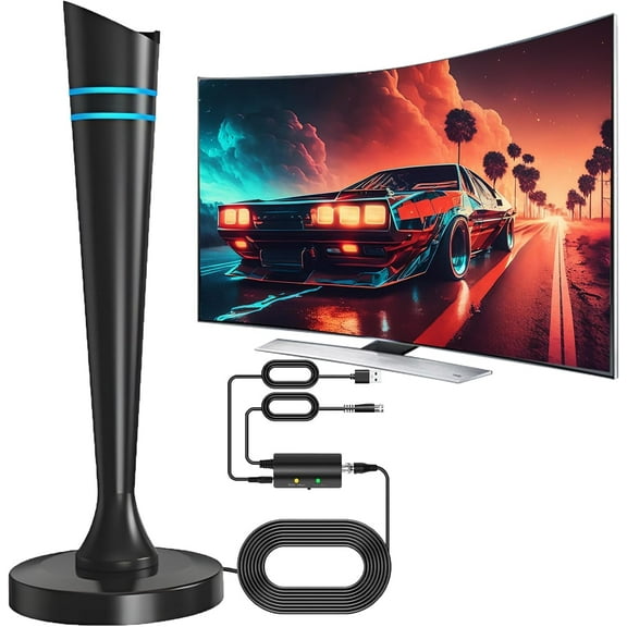 TV Antenna for Smart TV for Local Channels, 16 FT Cable TV Antenna Indoor for Long Range Reception, Digital Antenna for Easy Installation and All Smart/Old TVs, Supports 4K 1080P HD VHF UHF