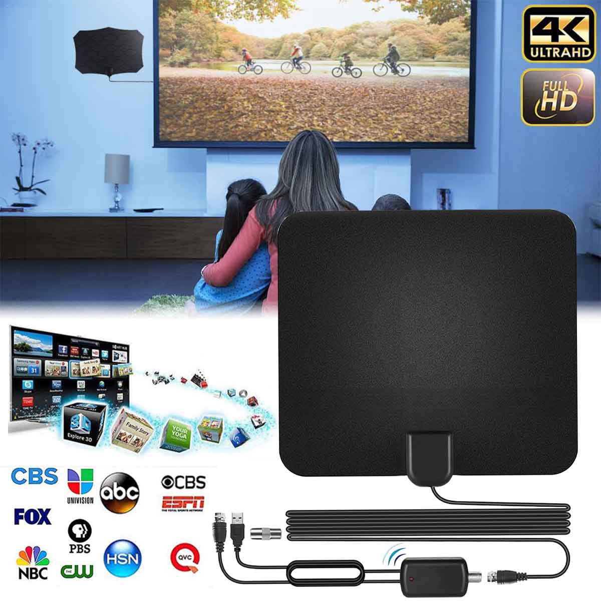 TV Antenna for Smart digital TV Amplified HDTV Indoor Digital Antenna Long Range TV Antenna