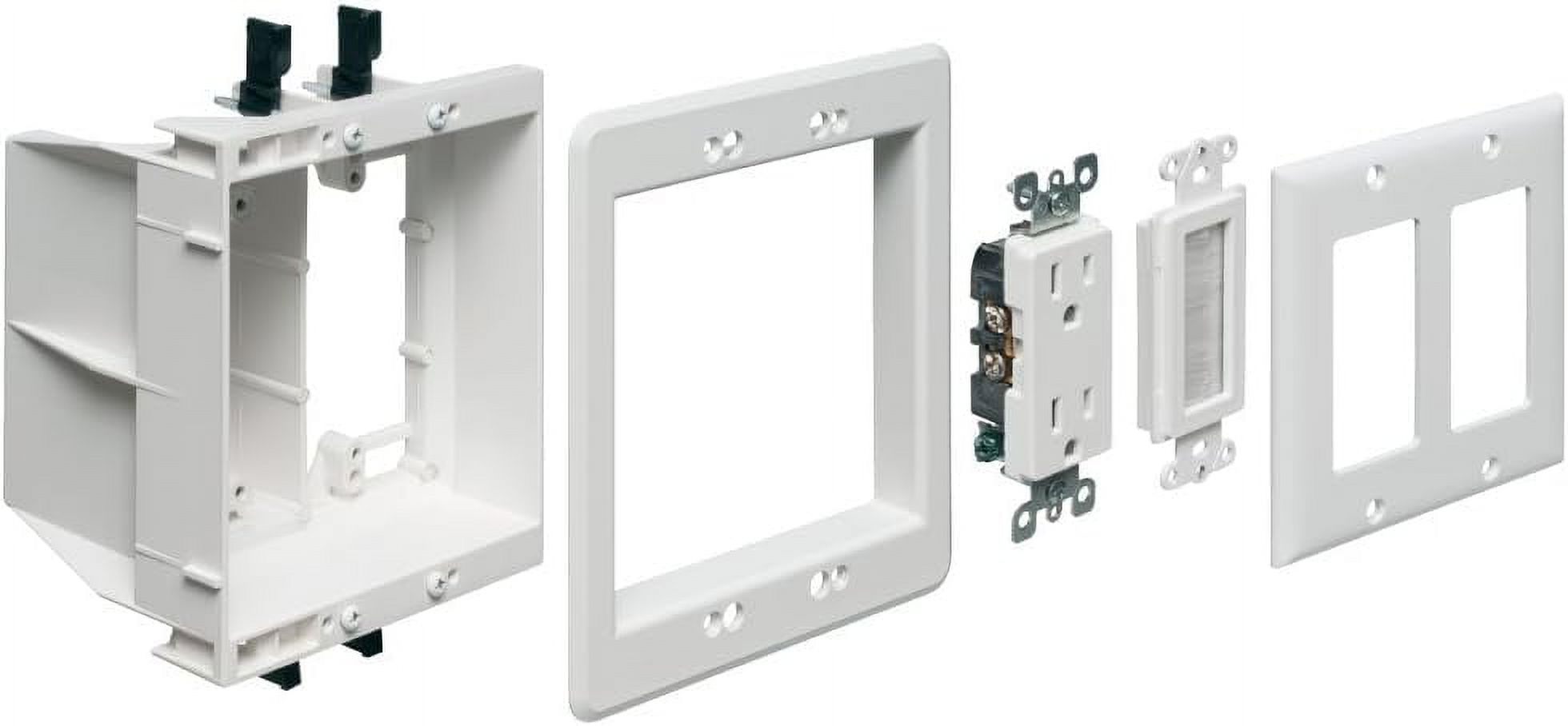 TV Box Recessed Outlet Wall Plate Kit with Receptacle and BrushStyle