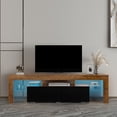 thumbnail image 1 of TV Cabinet with Drawers, Wood Corner TV Console Table for 32-70 Inch Television, Modern TV Stand Entertainment Center for Living Room Lounge Room, TV Stand with LED Lights, 63"x14"x18", Walnut, 1 of 11