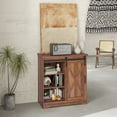 thumbnail image 1 of TV Cabinet with Shelves, Farmhouse TV Stand for TVs up to 35", Sliding Barn Door Wood TV Console Table w/ Storage Shelves, Universal TV Stand Home Media Entertainment Center for Living Room, 1 of 7