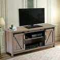 thumbnail image 1 of TV Cabinet with Shelves, Farmhouse TV Stand for TVs up to 60", Sliding Barn Door Wood TV Console Table w/ Storage Shelves, Universal TV Stand Home Media Entertainment Center for Living Room, LLL696, 1 of 9