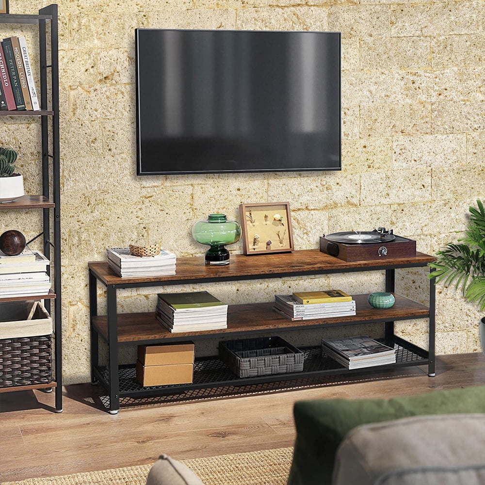 TV with Storage Shelf, 3Tier Industrial TV Stand for 43 inch TV, Stable Coffee Table