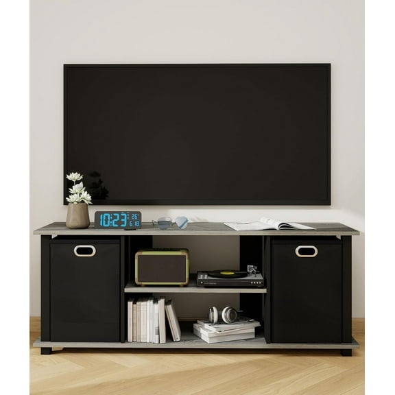 TV Cabinet with Storage, Entertainment Center with 2 Bins for TVs Up to 50", TV Stand for Living Room, Bedroom