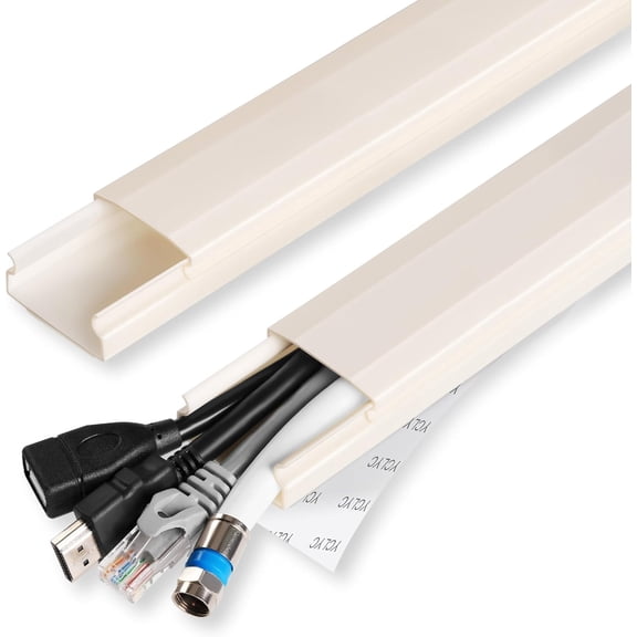 TV Cable Hider - 62.8in PVC Cord Hider Cable Management Wall, Paintable Cable Concealer for Wall Mounted TV, Cable Raceway Beige Wire Hider, Wall Wire Covers for Cords, 4* L15.7in *W1.2in *H0.59in