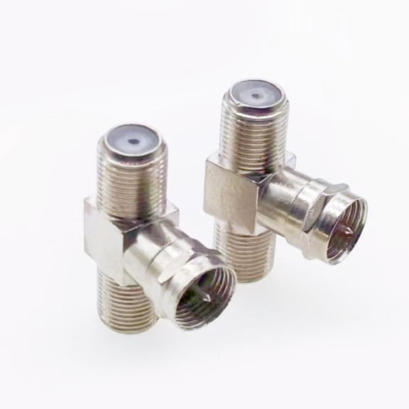 TV Cable Splitter, 2 Pack F Type RG6 Male to 2 F Female 3 Way Coaxial Cable Splitter Coax T Connector Adapter for Video VCR Antenna TV Cable Satellite