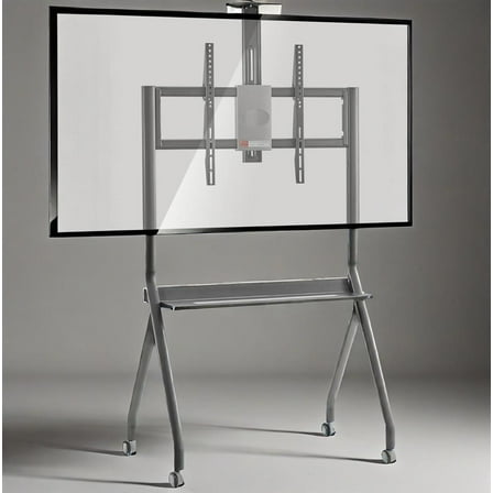 OmninexHub TV Cart With Rolling Casters And Shelf, Height Adjustable Mobile TV Stand for 42-75 Inch TV Screens Up To 176 Lbs, Swivel Mount Portable TV Stand for Living Room, Office And Bedroom