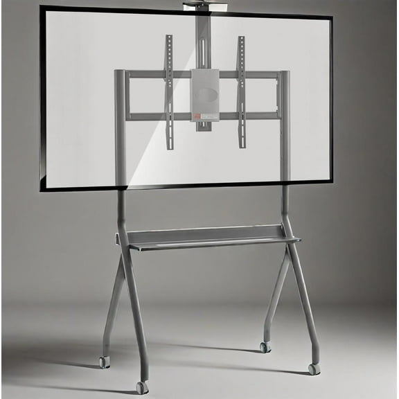 OmninexHub TV Cart With Rolling Casters And Shelf, Height Adjustable Mobile TV Stand for 42-75 Inch TV Screens Up To 176 Lbs, Swivel Mount Portable TV Stand for Living Room, Office And Bedroom