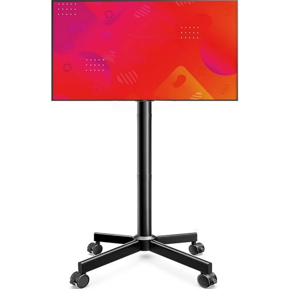 TV Cart Rolling TV Stand - Mobile TV Stand for 32-65 inch Flat/Curved TVs Holds up to 88 Lbs, Portable TV Stand on Wheels with Tilting for Living Room, Bedroom, Office, Max VESA 400x400mm