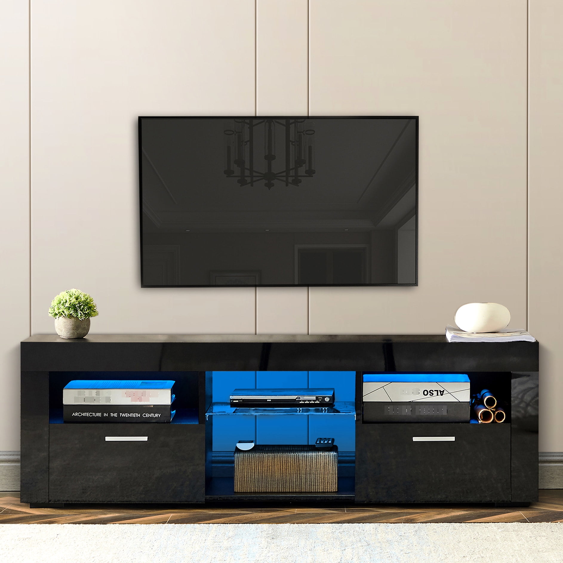 TV Console | 16 RGB LED Lighting System with 4 Light Modes, Ideal for ...