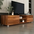thumbnail image 1 of TV Console Cabinet for 65" TV, SEGMART Modern Walnut TV Stand with LED Lights, High Gloss TV Console Table with Storage Drawer, Home Media Entertainment Center for Living Room, 63"x15.7"x13.8",LLL2621, 1 of 7