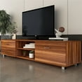 thumbnail image 1 of TV Console Cabinet for 65" TV, SEGMART Modern Walnut TV Stand with LED Lights, High Gloss TV Console Table with Storage Drawer, Home Media Entertainment Center for Living Room, 63"x15.7"x13.8",LLL2622, 1 of 7