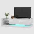 thumbnail image 1 of TV Console with Storage Cabinets, Full RGB Color 31 Modes Changing Lights Remote RGB LED TV Stand, Modern Entertainment Center (White for 75 inches TV), 1 of 11